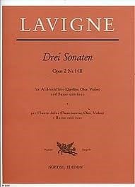 Lavigne: Sonatas Opus 2/1-3 for Treble Recorder published by Noetzel