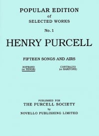 Purcell: 15 Songs And Airs Set 1 for High Voice published by Novello