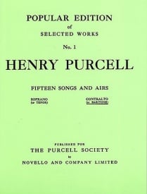 Purcell: 15 Songs And Airs Set 1 for Low Voice published by Novello