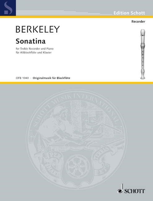 Berkeley: Sonatina for Treble Recorder published by Schott