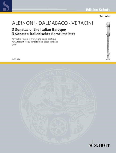 Three Sonatas of the Italian Baroque for Treble Recorder published by Schott