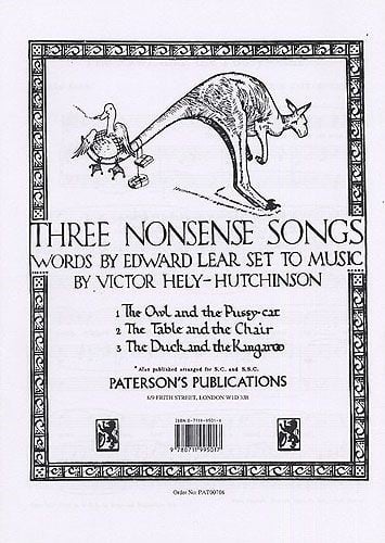 Hely-Hutchinson: Three Nonsense Songs published by Paterson