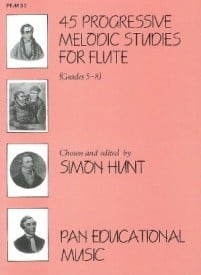 45 Progressive Melodic Studies (Grade 5 to 8) for Flute published by Pan Educational Music