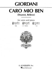 Giordani: Caro Mio Ben for Medium Voice in Eb published by Schirmer