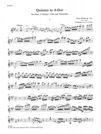 Reicha: Quintet Opus 105 in A for Flute & String Quartet published by Kunzelmann