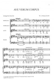 Mozart: Ave verum corpus SSA published by Stainer and Bell
