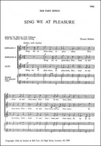 Weelkes: Sing we at pleasure SSA published by Stainer & Bell