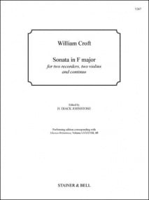 Croft: Sonata in F major for Two Recorders, Two Violins and Continuo published by Stainer & Bell