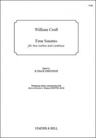 Croft: Four Sonatas for Two Violins and Continuo published by Stainer & Bell