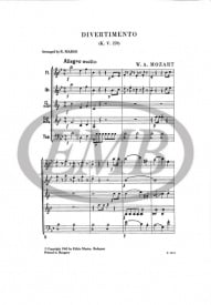 Mozart: Divertimento K270 for Junior Wind Ensemble for Junior Wind Ensemble published by EMB