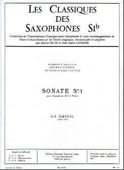Handel: Sonata No.1 Opus 1 No.8 for Tenor Saxophone published by Leduc