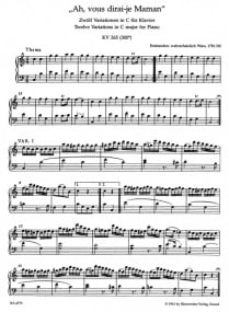 Mozart: ''Ah, vous dirai-je Maman'' for Piano published by Barenreiter