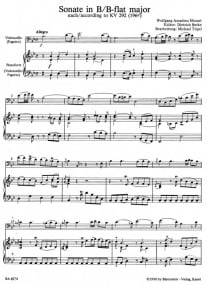 Mozart: Sonata in Bb K292 for Basson & Cello published by Barenreiter