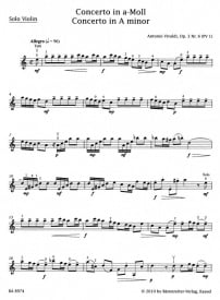 Vivaldi: Concerto in A Minor Opus 3/6 RV356 for Violin published by Barenreiter