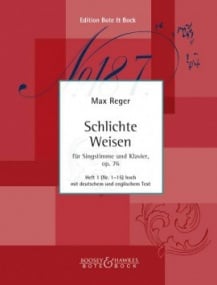 Reger: Schlichte Weisen Opus 76 Volume 1 High published by Bote & Bock