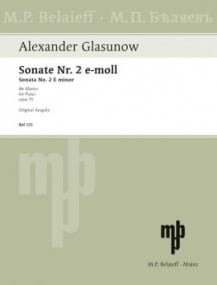 Glazunov: Sonata No 2 in E minor Opus 75 for Piano published by Belaieff