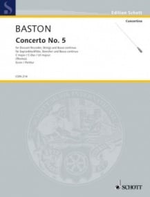 Baston: Concerto No 5 in C for Descant Recorder published by Schott