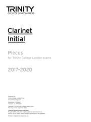 Trinity Clarinet Exam Pieces Initial Grade 20172020 (part only)