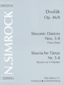 Dvorak: Slavonic Dances Opus 46 Book 2 for Piano Duet published by Simrock