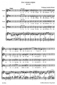 Mozart: Ave verum corpus (K618) SATB published by Barenreiter