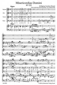 Mozart: Misericordias Domini (K222/205a) published by Barenreiter Urtext - Vocal Score
