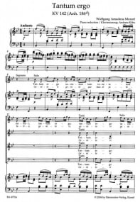 Mozart: Tantum ergo in B-flat (K142) published by Barenreiter Urtext - Vocal Score