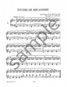 Czerny: 30 Studies of Mechanism Opus 849 for Piano published by Peters