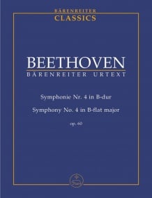 Beethoven: Symphony No 4 in B-flat major Opus 60 (Study Score) published by Barenreiter