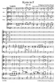 Mozart: Kyrie in F (K33) SATB published by Barenreiter
