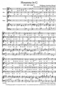 Mozart: Hosanna in G (K223) SATB published by Barenreiter
