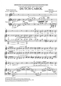 MacMillan: Dutch Carol Unison & Piano  published by Boosey & Hawkes