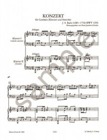 Bach: Concerto for Keyboard No.5 in F minor (BWV 1056) published by Peters