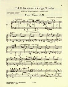 Strauss: Till Eulenspiegels lustige Streiche Opus 28 for Piano published by Peters