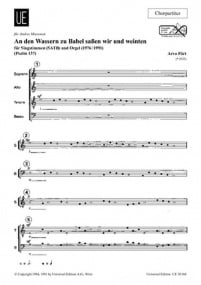Arvo Part: An den Wassern zu Babel (choral score) published by Universal Edition
