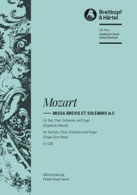 Mozart: Missa brevis in C (K259) published by Breitkopf - Vocal Score
