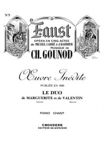 Gounod: Faust No 5 Duo De Marguerite et Valentin - Adieu Mon Bon Frere So published by Choudens