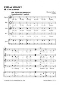 Arthur: Nunc dimittis for SATB published by Universal Edition