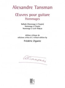 Tansman: uvres pour guitare - Hommages for guitar published by Durand