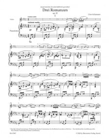 Schumann: 3 Romances Opus 22 for Violin published by Barenreiter