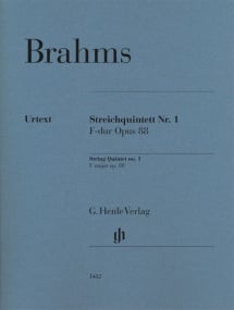 Brahms: String Quintet No. 1 in F major Opus 88 published by Henle