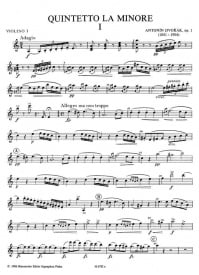 Dvorak: String Quintet in A minor Opus 1 published by Barenreiter