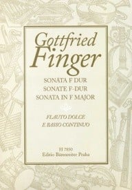 Finger: Sonata in F for Treble Recorder published by Barenreiter Praha