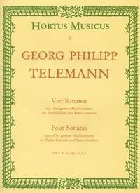 Telemann: 4 Sonatas for Treble Recorder or Flute published by Hortus Musicus