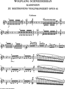 Beethoven: Cadenzas for Violin Concerto Opus 61 published by Henle Urtext