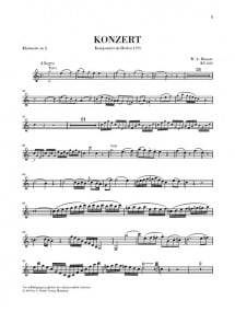 Mozart: Concerto in A KV622 for Clarinet in A published by Henle