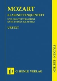 Mozart: Clarinet quintet K581 and Fragment (Study Score) published by Henle