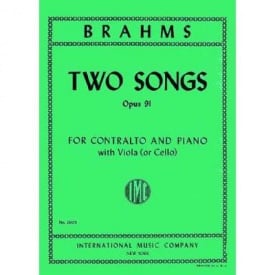 Brahms: Two Songs for Contralto & Piano with Viola(Cello) Opus 91 published by IMC