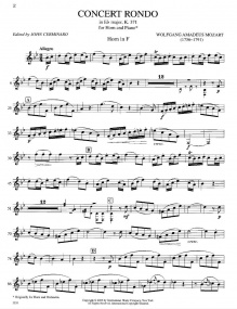 Mozart: Concert Rondo in Eb Major K371 (Part only for Horn in F) published by IMC