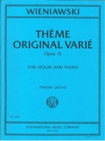 Wieniawski: Theme Original Varie Opus 15 for Violin & Piano published by IMC