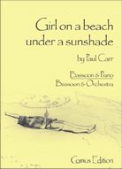 Carr: Girl on a beach under a sunshade for Bassoon published by Comus